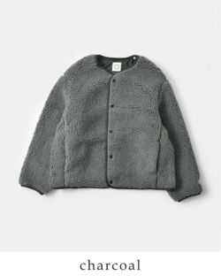 【美品】Orcival オーシバル　ボアコート　フリース　ダークグレー　1 ORCIVAL オーチバル オーシバル ボアフリース ラウンドネック ブルゾン