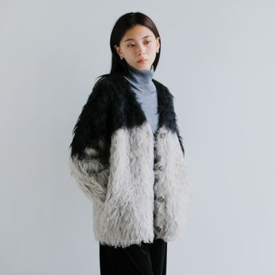 CLANE クラネ バイカラー シャギー ニット カーディガン 19106-2152