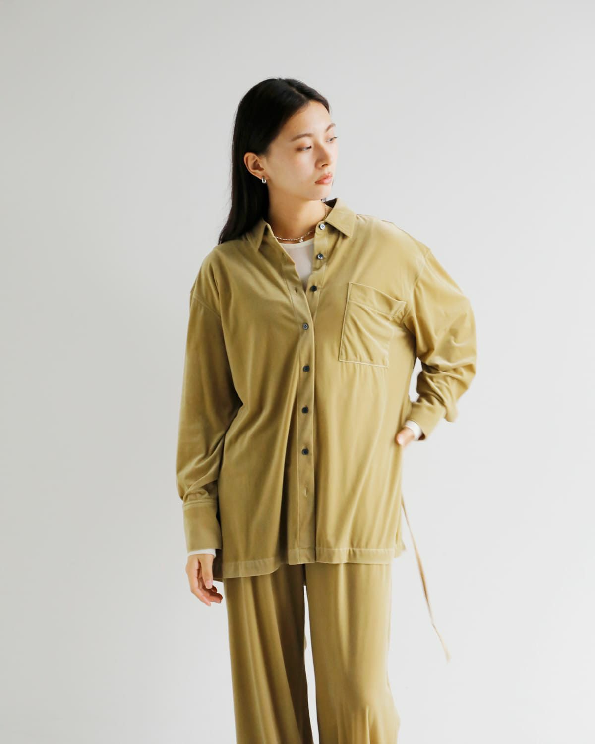 30%OFF】MANOF マノフ ベロア オーバー シャツ 89122-4052 レディース