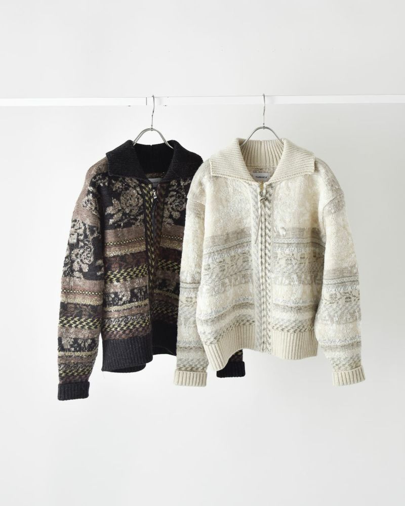 30%OFF】TANAKA タナカ ジャガード ジップアップ ニット カーディガン