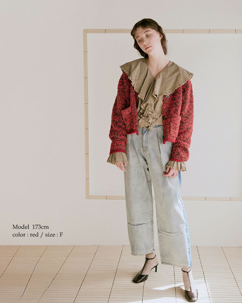 whyto ホワイト ミックス テープヤーン ニット ジャケット “mix