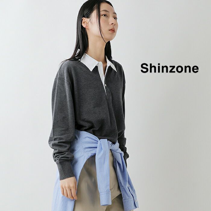 THE SHINZONE WIDE POLO ポロシャツ グレー シンゾーン THE SHINZONE