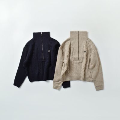 FRED PERRY フレッド ペリー ウール ハーフジップ ケーブルニット プル