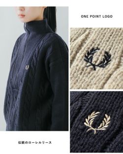 FRED PERRY フレッド ペリー ウール ハーフジップ ケーブルニット プル