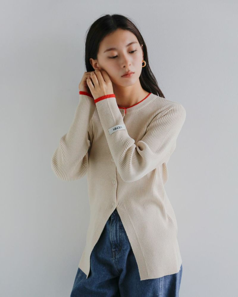 ★値下げ★ 新品タグ付き　YENN カーディガン YENN イエン ウール リブ クルーネック カーディガン “WOOL RIB CREW