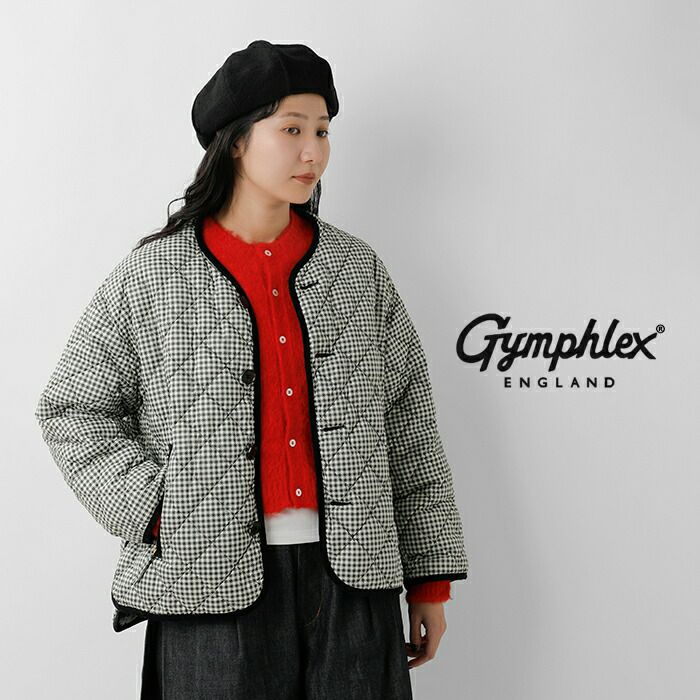 Gymphlex ジムフレックス  キルト ダウン カラーレス ジャケット gy-a0431ing レディース 2025aw新作  ☆☆ クーポン対象 20%OFF】Gymphlex ジムフレックス キルト ダウン カラーレス
