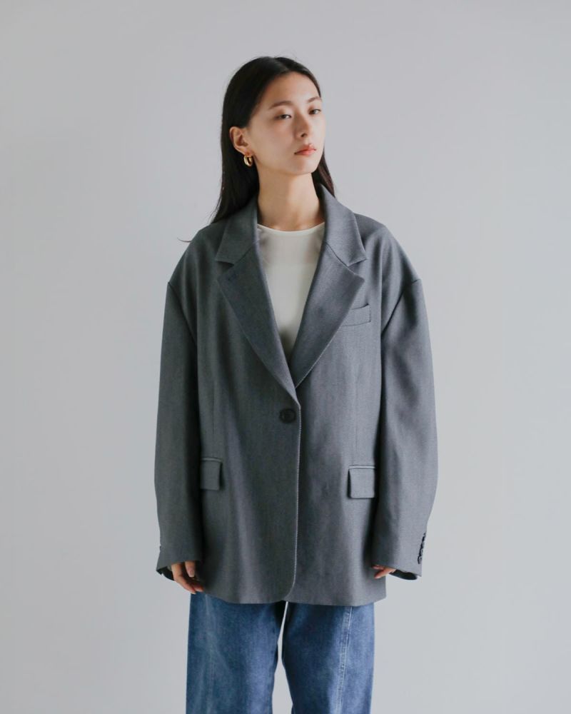 【新品】CLANE風　グレーパールジャケット CLANE クラネ 2way テーラード オーバー ジャケット 19103-0462