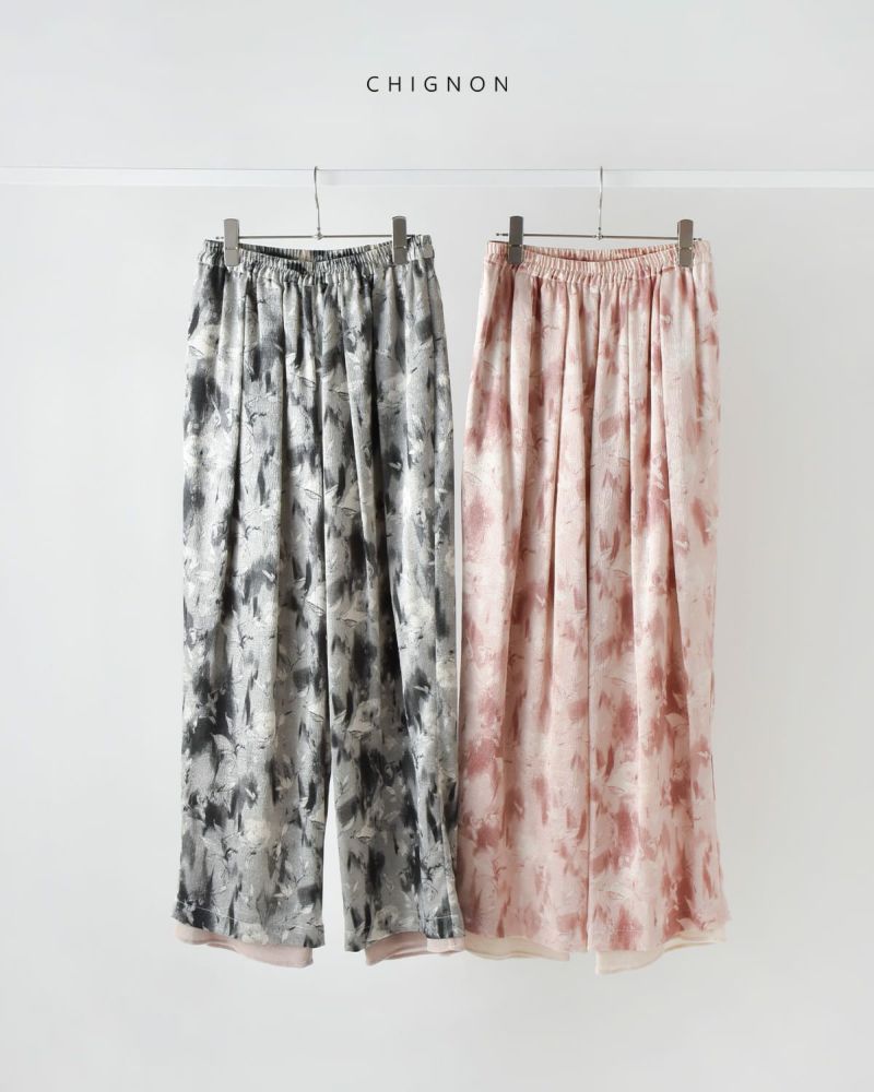 60%OFF】CHIGNON シニヨン ワッシャー サテン プリント パンツ 3755
