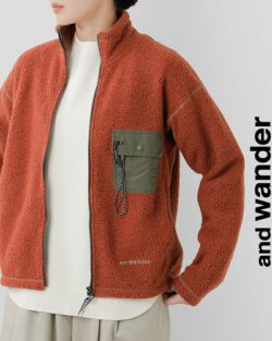 ワンダフルワールド　ジャケット and wander アンドワンダー リサイクルウールジャガード スタンド
