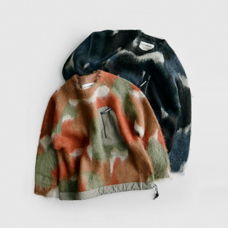 ワンダーランド　ファクトリー(冬) and wander [アンドワンダー] ミックスカラー シャギーニットセーター