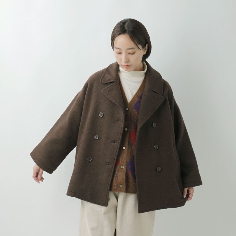 ARMEN アーメン  ウール プレーン オーバーサイズ ピーコート pnam2352p レディース 2025aw新作 クーポン対象 20%OFF】ARMEN アーメン ウール プレーン オーバーサイズ ピーコート