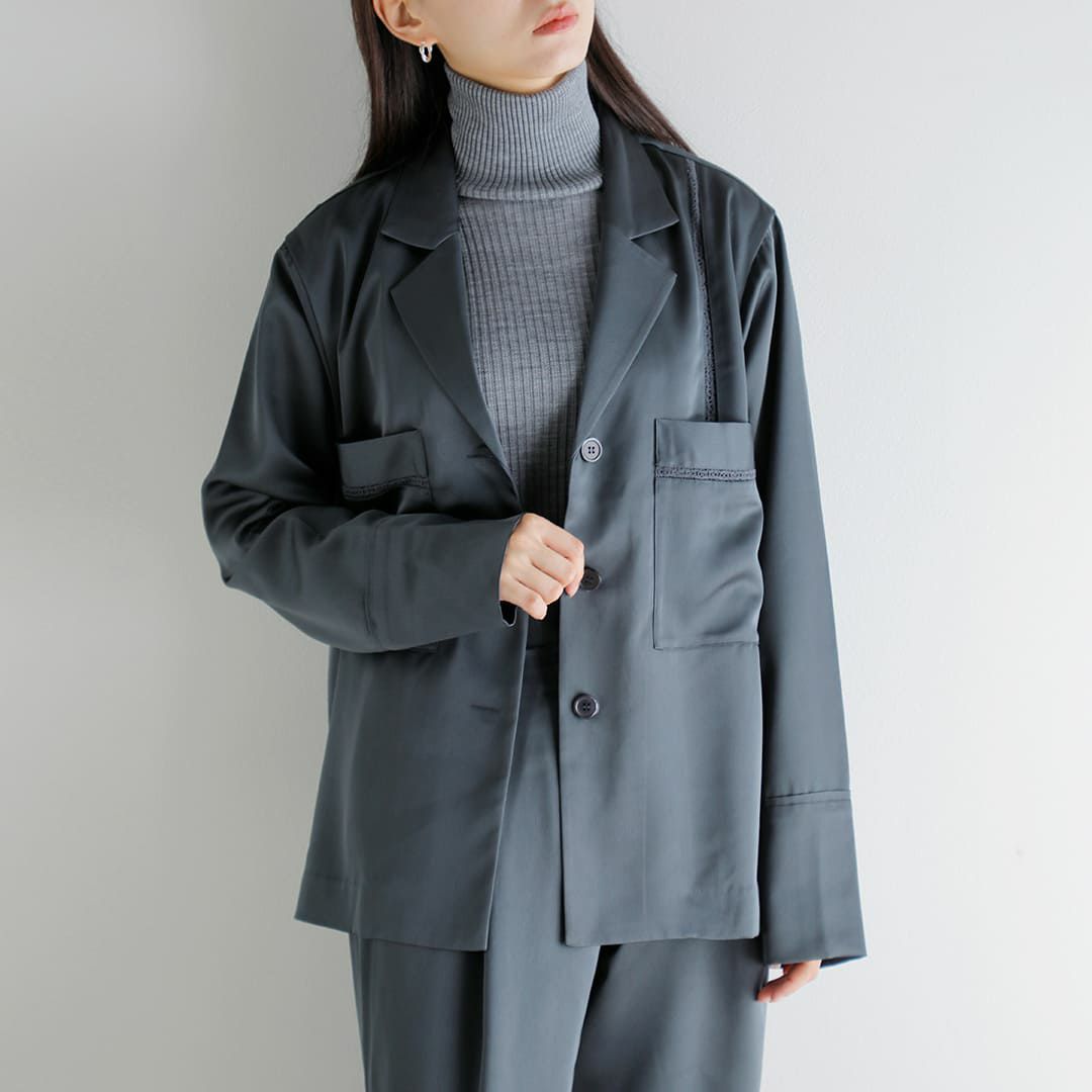 40%OFF】anuke アンヌーク サテン テーラード シャツ “Satin Tailored