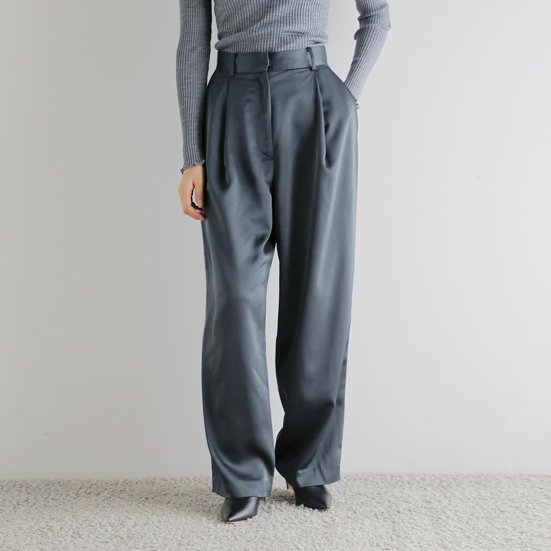 40%OFF】anuke アンヌーク サテン タック パンツ “Satin Tuck Pants