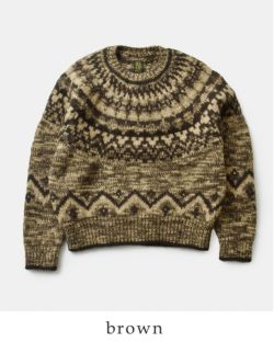 極美品 バトナー モヘヤ ラトビアンクルーネック長袖ニット アルパカ 白黒 Ｍ 極美品 バトナー モヘヤ ラトビアンクルーネック長袖ニット アルパカ