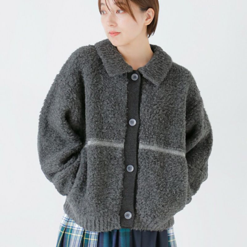 BATONER ポロ カーディガン クーポン対象】BATONER バトナー シェットランド ボア ポロ