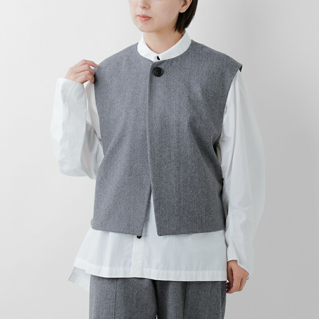 30%OFF】Le Glazik ルグラジック ウール フランネル クルーネック ジレ