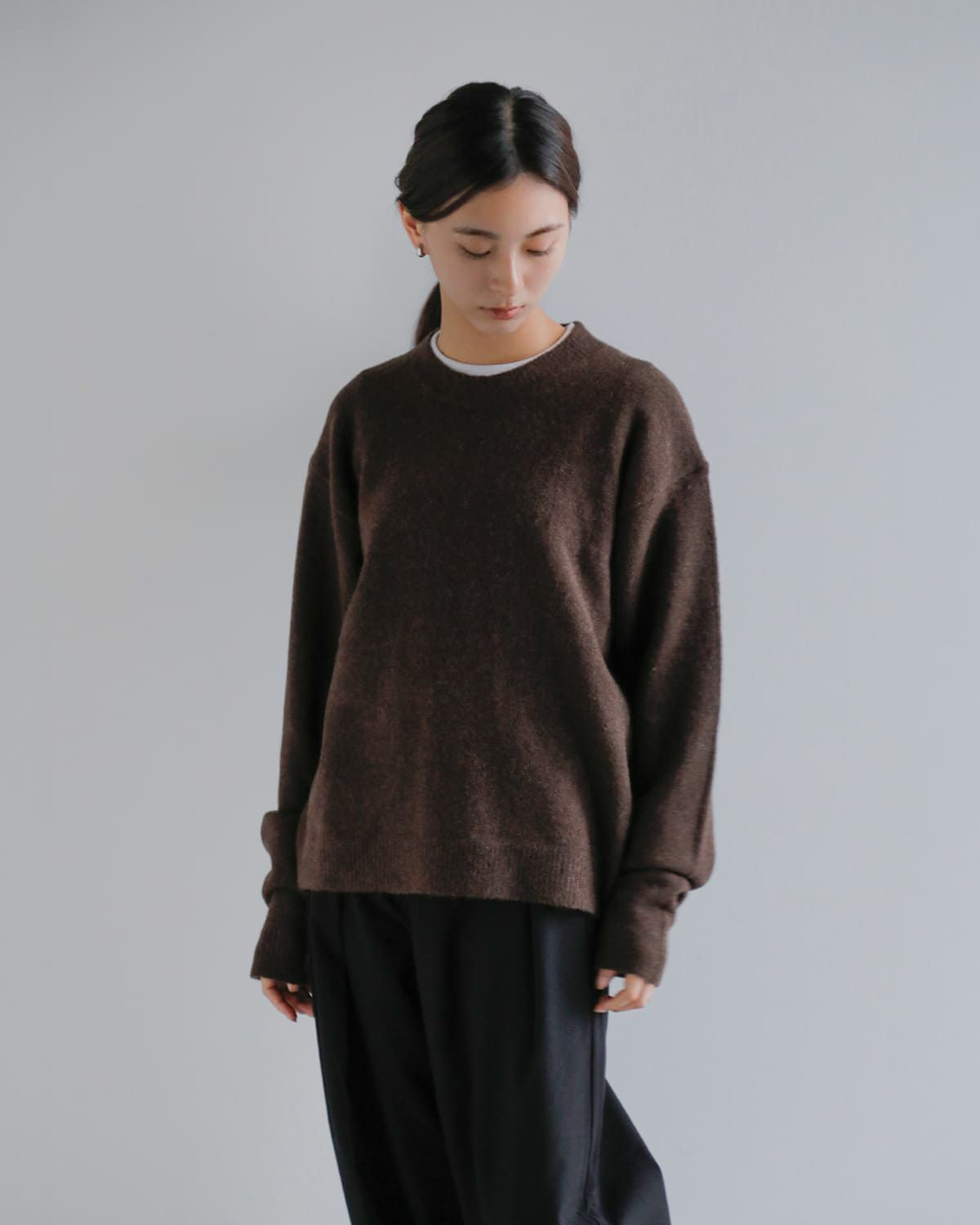 anuke アンヌーク アルパカブレンド レイヤード スカーフ付き ニット