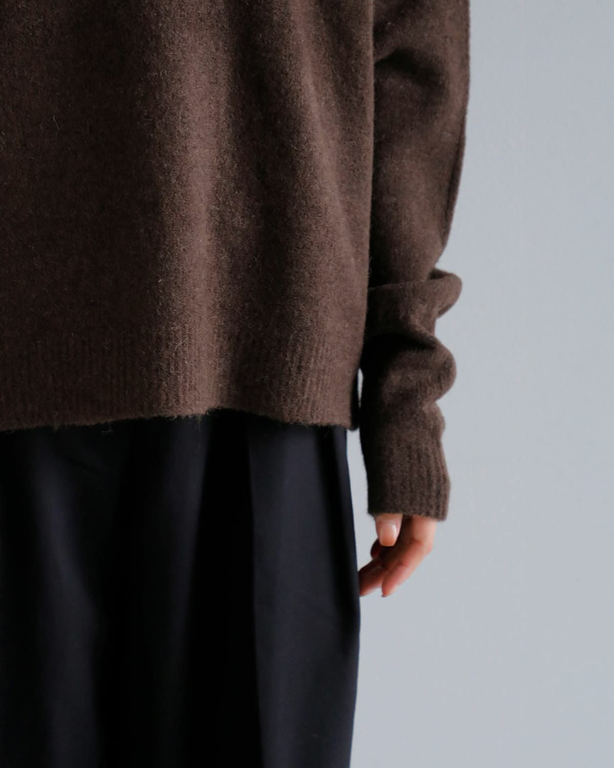 anuke アンヌーク アルパカブレンド レイヤード スカーフ付き ニット