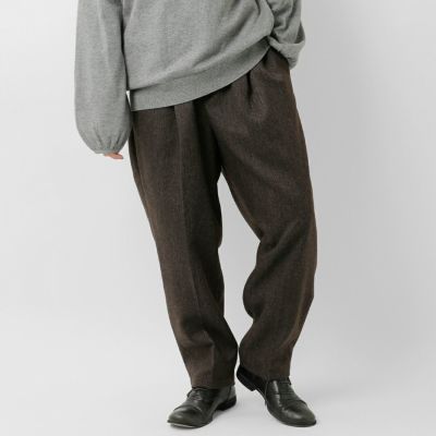 mizuiro ind ミズイロインド  ウールライク ヘリンボーン センタープレス ワイド パンツ 4-260061 レディース 2025aw新作 クーポン対象 20%OFF】【÷÷】mizuiro ind ミズイロインド ウールライク ヘリンボーン