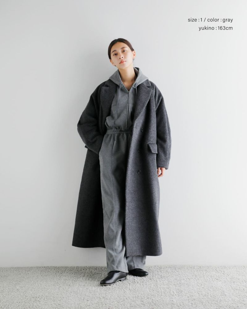 CLANE クラネ　ブラック ロングコート　36 クラネ CLANE RIB COLLAR WOOL LONG COAT （BORDEAUX） - ファッション