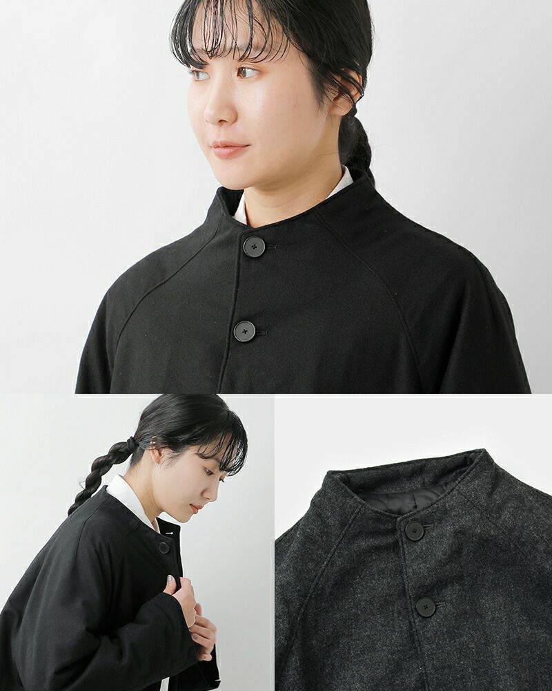 FIR MUM フィル マム ウールシーチング ボトルネック ラグラン コート