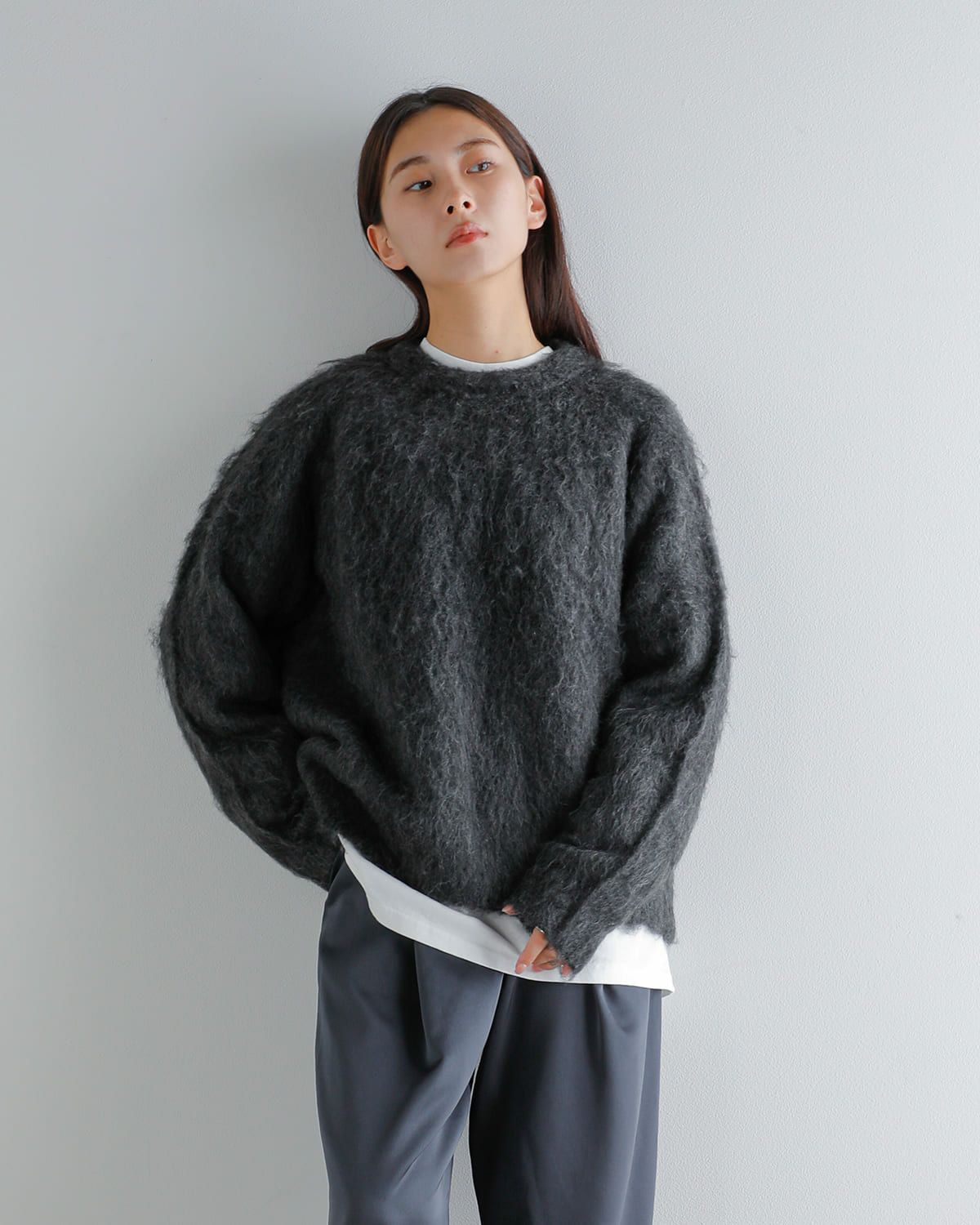 anuke アンヌーク アルパカブレンド ブラッシュド ニット プルオーバー