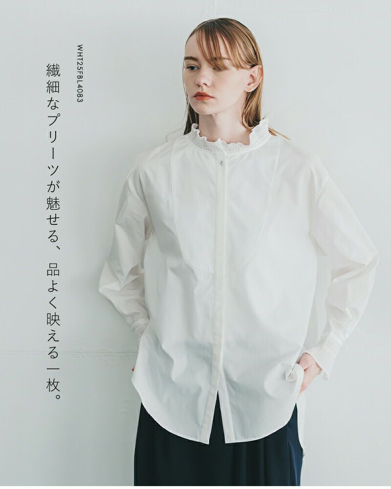 whyto ホワイト プリーツ デザイン ブラウス “pleats design blouse