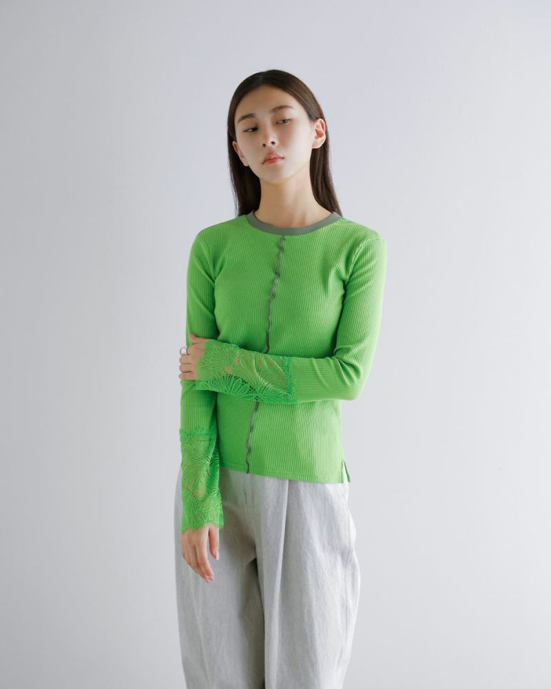 マルシャルテル marechal terre ヘム レース トップス Hem lace tops 【2018 新作】 MARECHAL TERRE マルシャルテル レーススリーブ リブ インナー