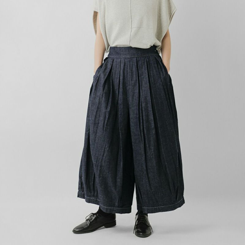 HARVESTY ハーベスティ　綿麻デニム　サーカスキュロット HARVESTY ハーベスティ デニム サーカス キュロットパンツ a22602