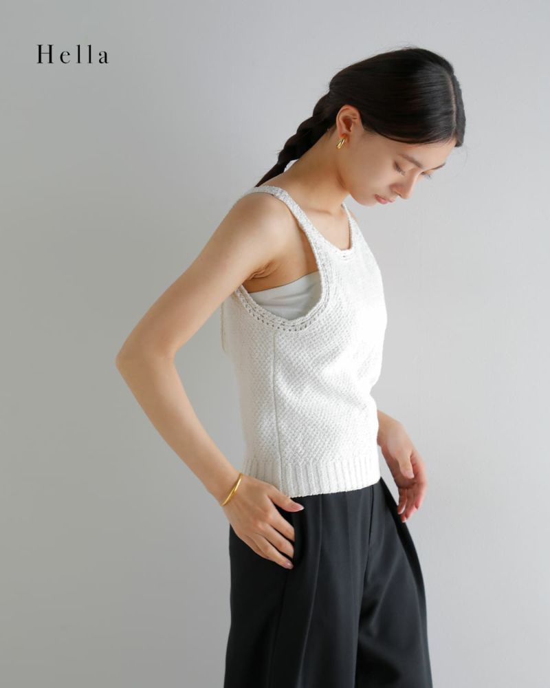 Hella ヘラ クロシェ エッジング サマーニット タンクトップ “CROCHET