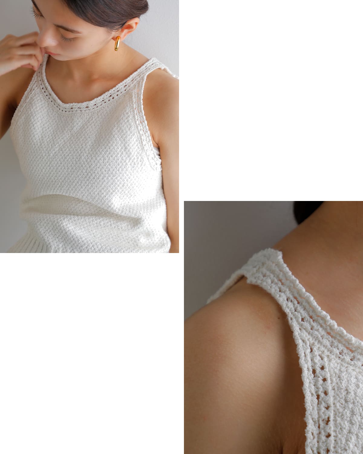 Hella ヘラ クロシェ エッジング サマーニット タンクトップ “CROCHET