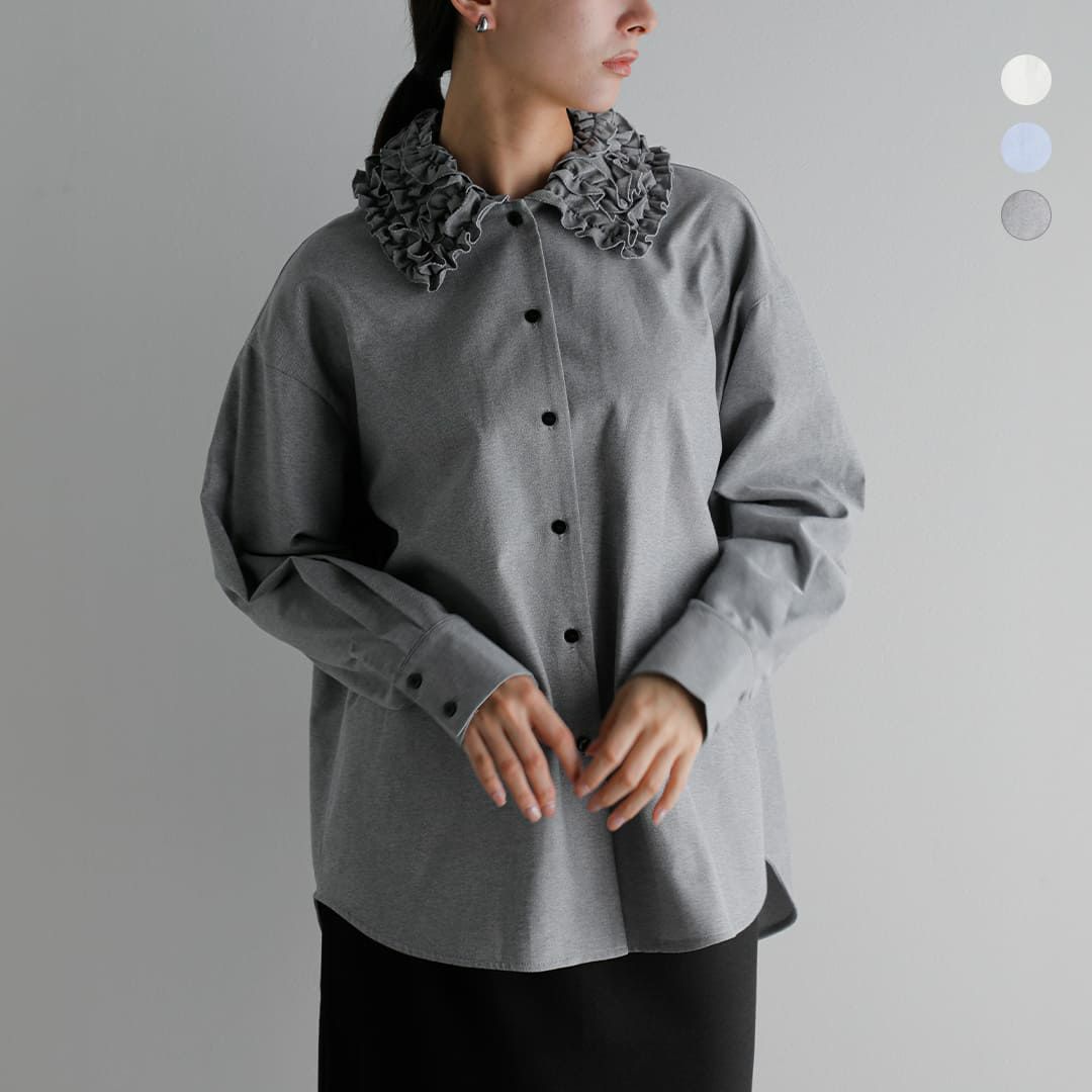 新品 junmikami ウールフリルシャツ グレー 新品 junmikami ウールフリルシャツ グレー 値下げ junmikami wool