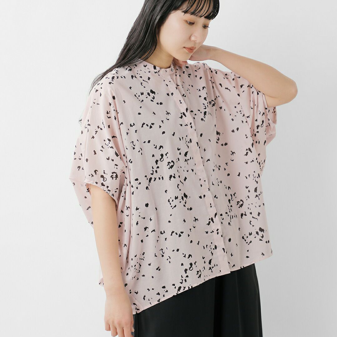 mizuiro ind ミズイロインド コットン プリント スタンドカラー