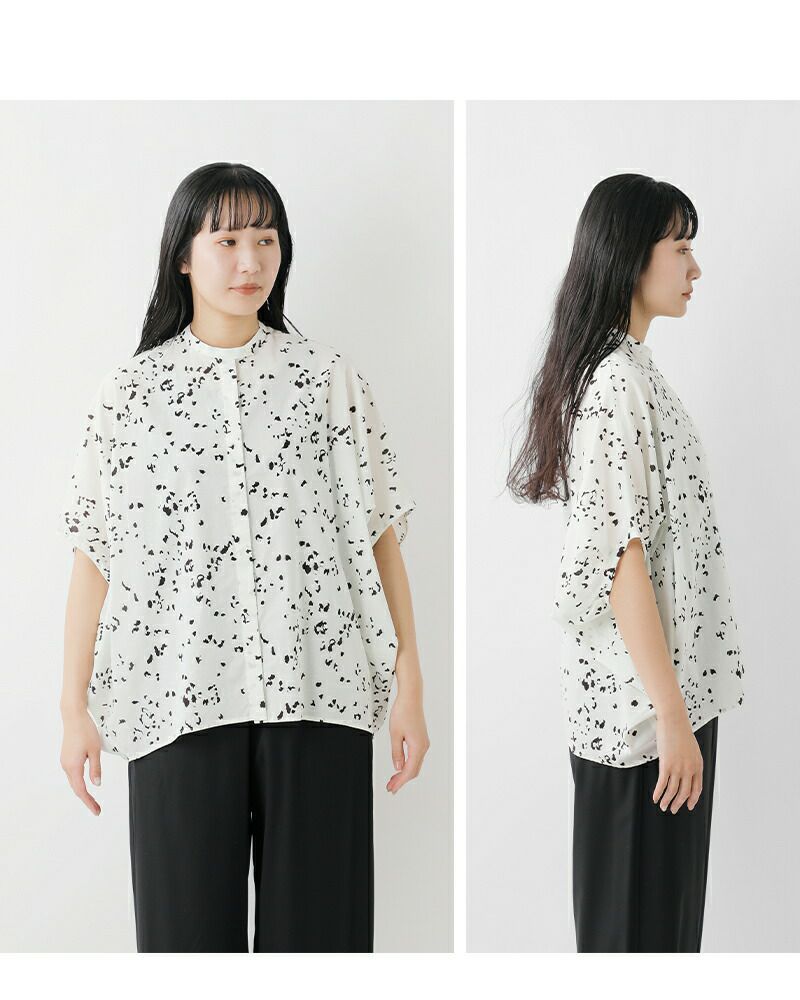 mizuiro ind ミズイロインド コットン プリント スタンドカラー