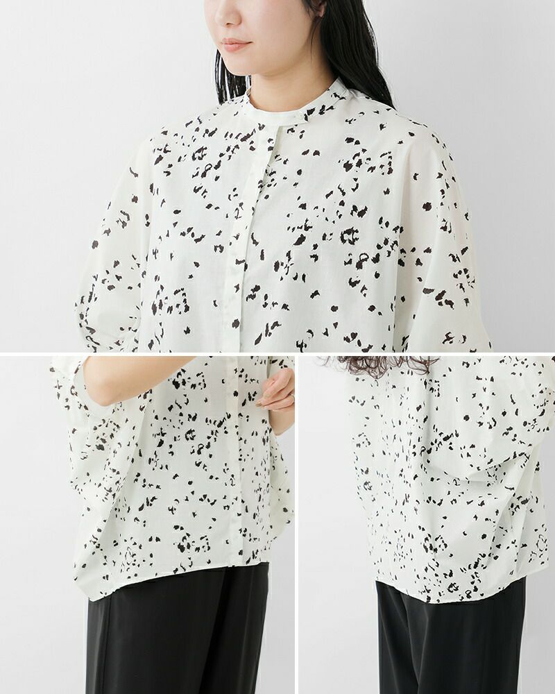 mizuiro ind ミズイロインド コットン プリント スタンドカラー