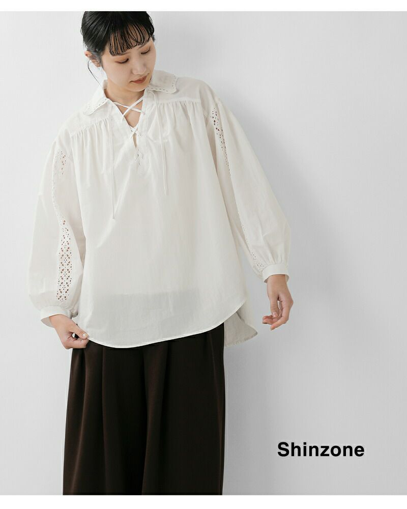 Shinzone シンゾーン コットン レースアップ ブラウス LACE-UP BLOUSE