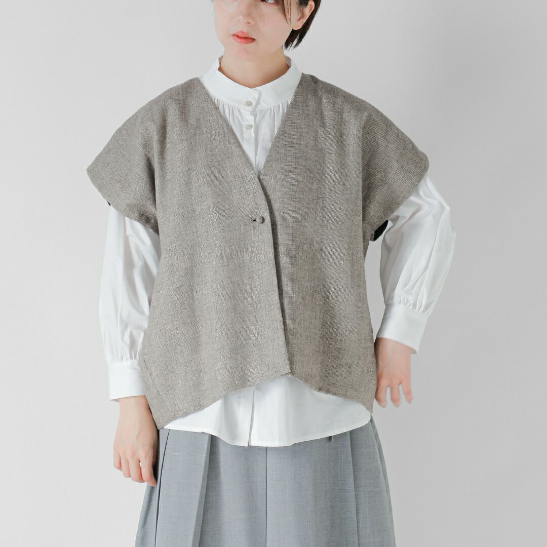 SI-HIRAI スーヒライ グリッターリネン スクエア ジレ chss26-7002