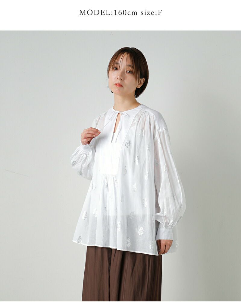 ne Quittez pas ヌキテパ コットンボイル フラワー箔プリント ギャザー