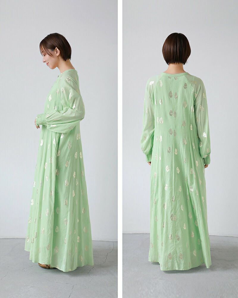 ne Quittez pas ヌキテパ コットンボイル フラワー箔プリント スリーブ