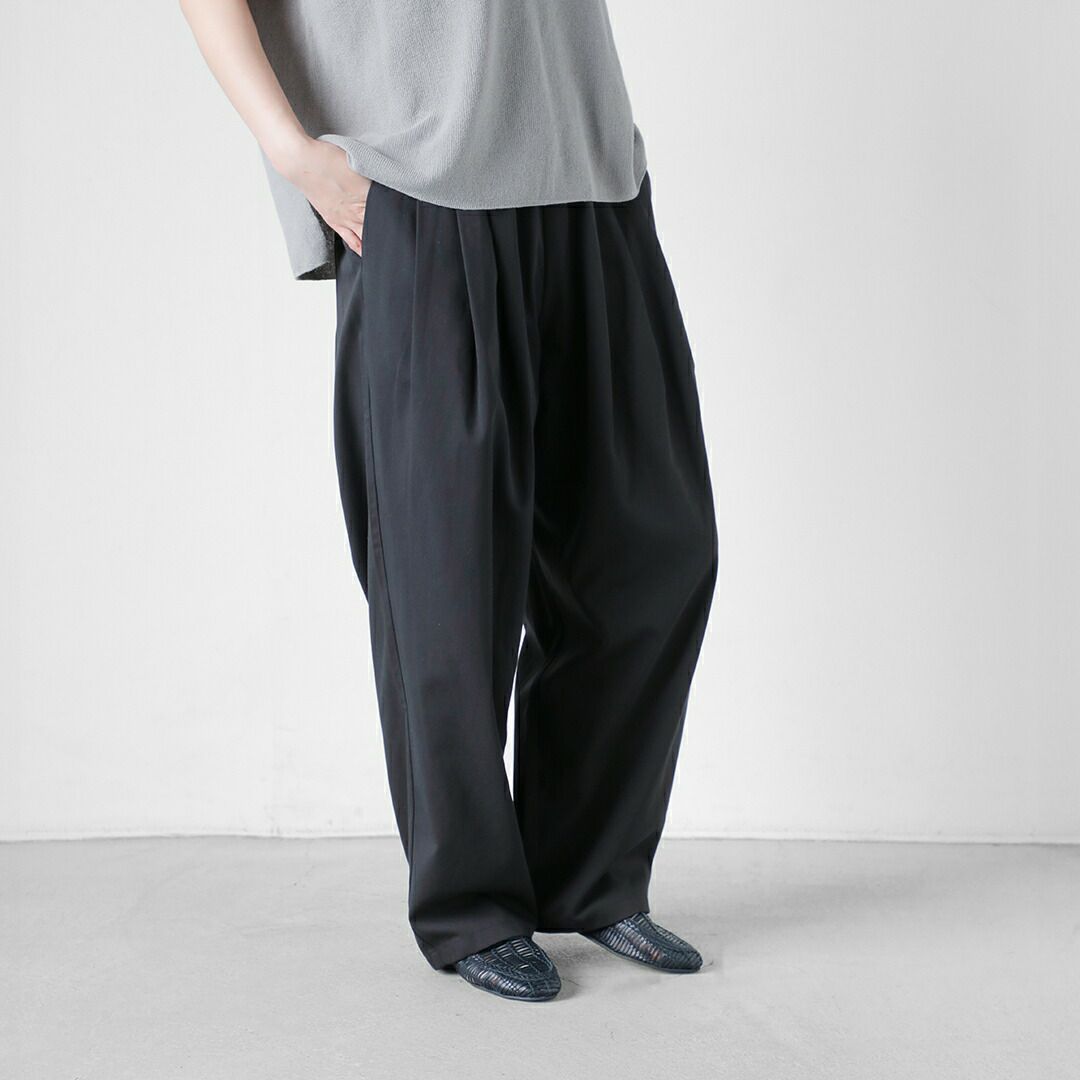 evam eva エヴァムエヴァ コットン タック ワイド パンツ e261t060