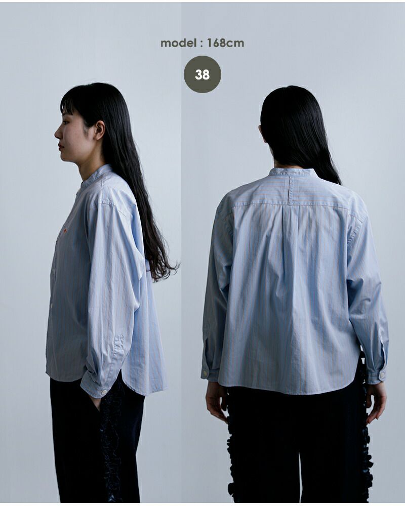 DANTON ダントン コットンポプリン バンドカラー シャツ dt-b0341rpl