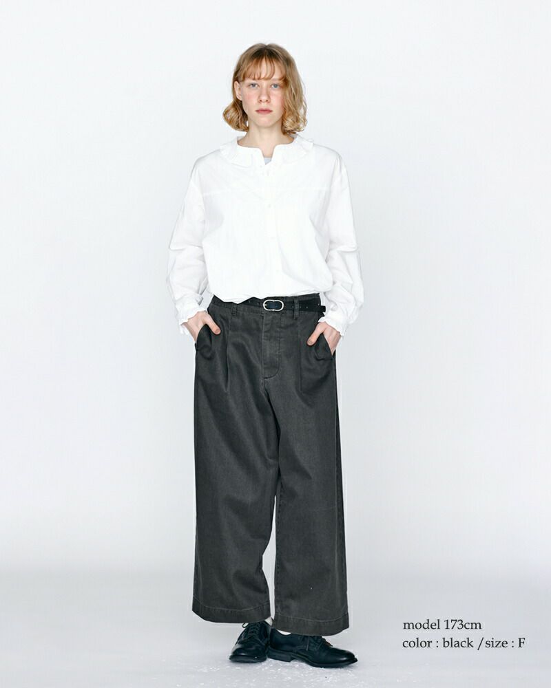 kelen ケレン コットン 後ろバックル付き カーブライン パンツ “ODDI