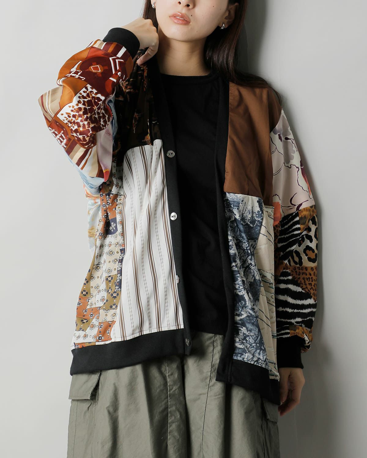 Needles ニードルス マルチパッチワーク シャツカーディガン sx491