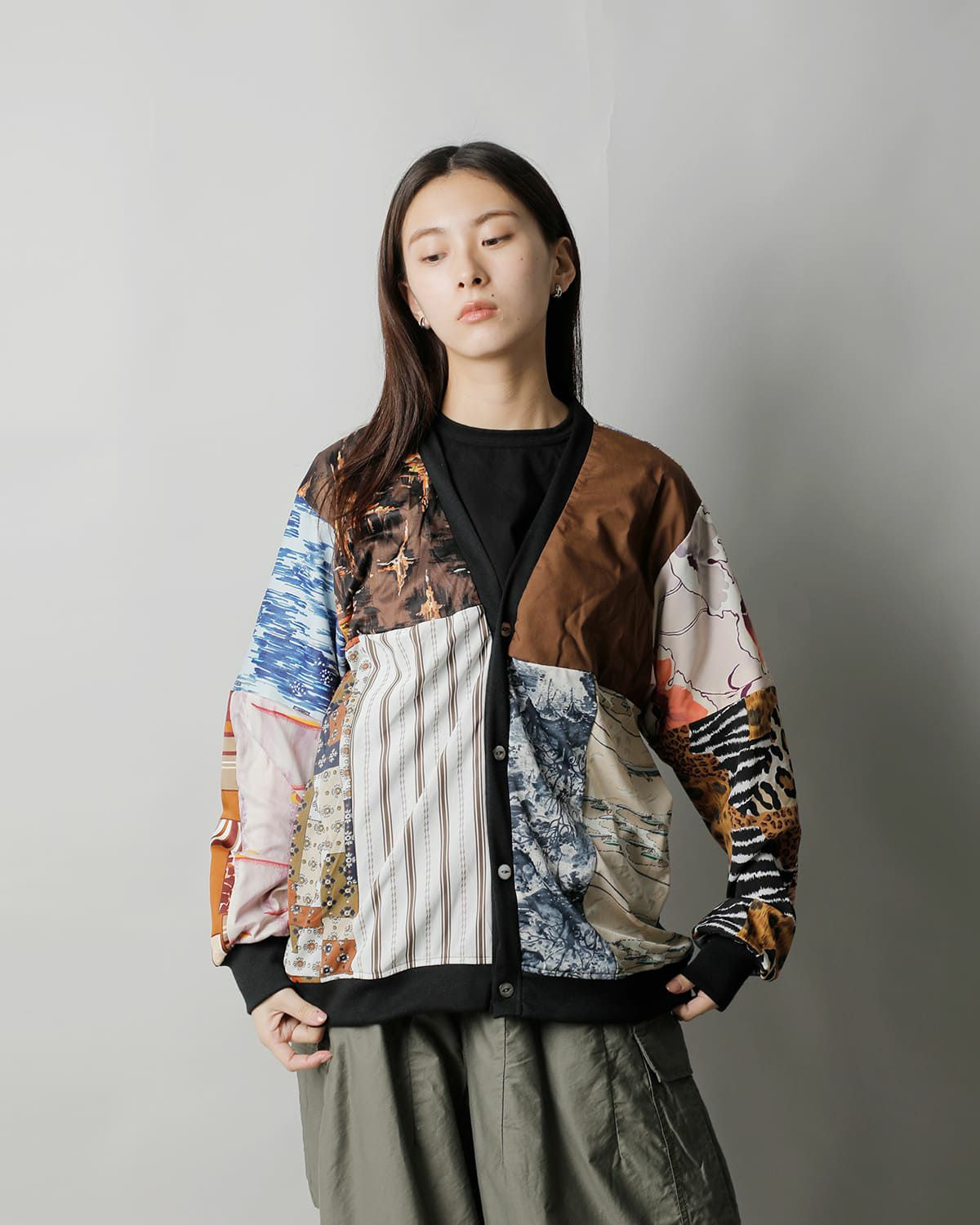 Needles ニードルス マルチパッチワーク シャツカーディガン sx491