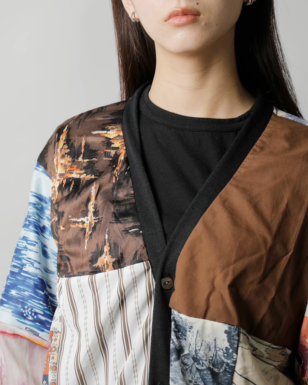 Needles ニードルス マルチパッチワーク シャツカーディガン sx491