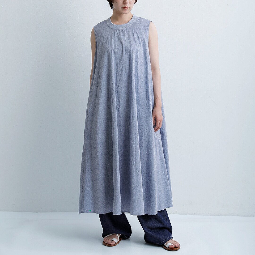 【タグ付未使用】Midiumi★シャンブレー★オールインワン NEW]MidiUmi ミディウミ コットン シャンブレー ノースリーブ